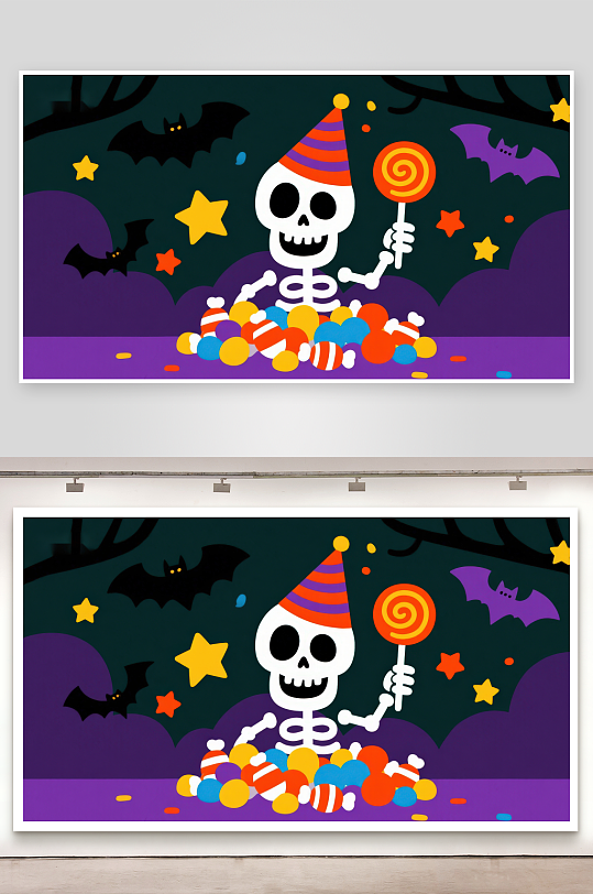 万圣节骷髅糖果派对-众图网