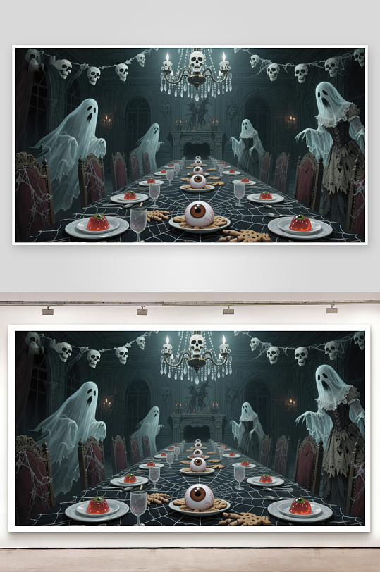 幽灵盛宴万圣节主题餐桌布置-众图网