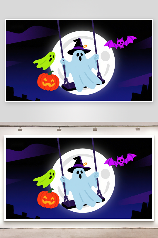 万圣节幽灵荡秋千-众图网