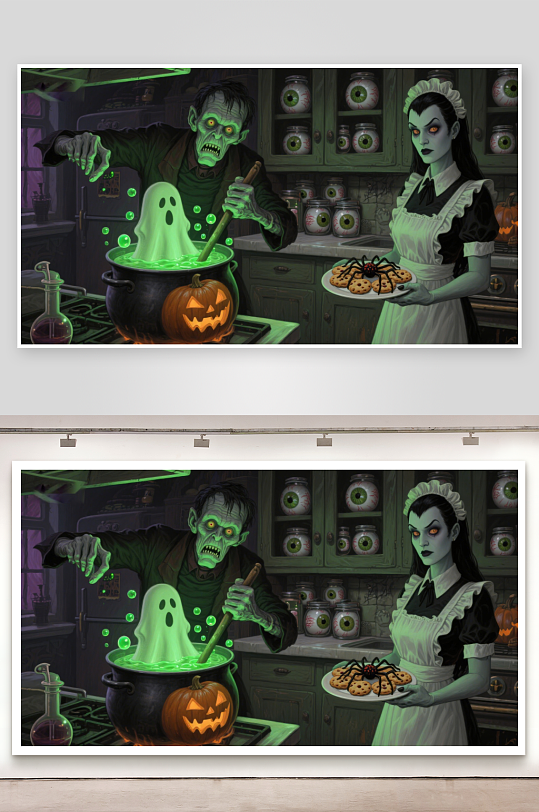 万圣节厨房里的魔法烹饪-众图网