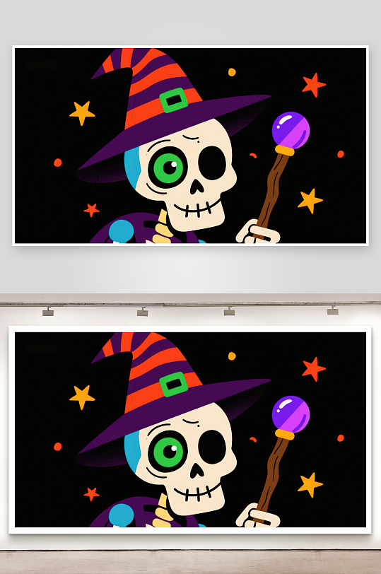 巫师骷髅手持魔法球-众图网