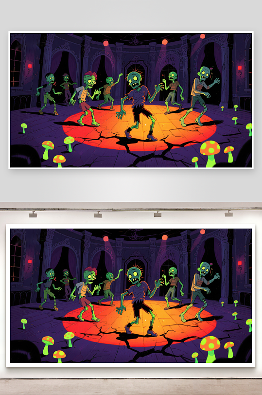 僵尸舞会神秘宫殿中的狂欢-众图网