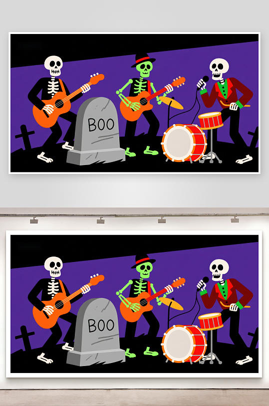 骷髅乐队在墓地演奏-众图网