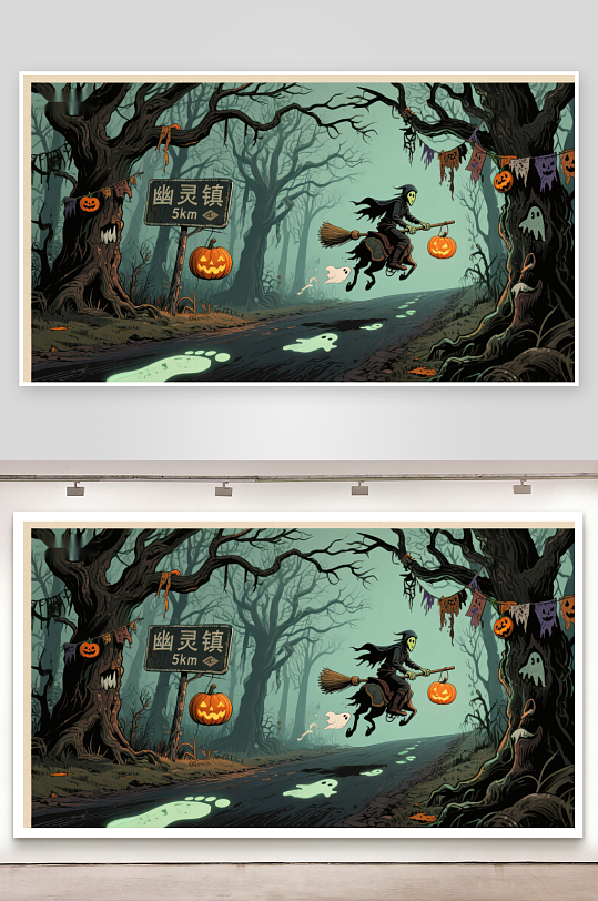 幽灵镇5公里万圣节奇幻夜景-众图网