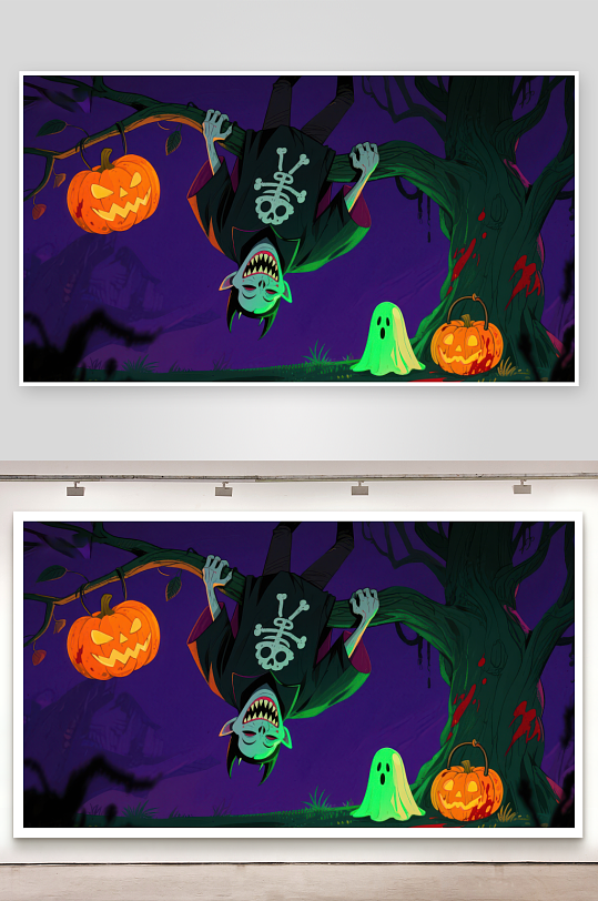 万圣夜幽灵与南瓜灯的奇幻场景-众图网