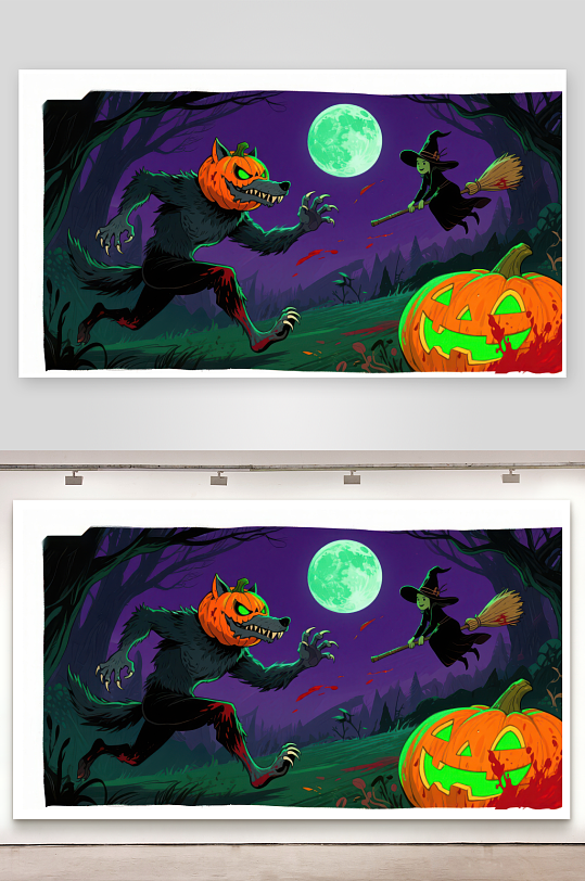 南瓜狼人与女巫的月夜奇遇-众图网