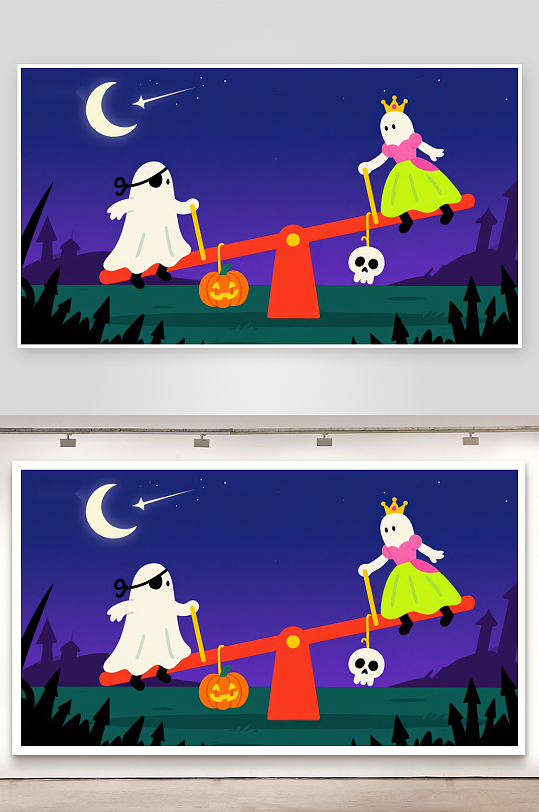 万圣节幽灵跷跷板-众图网