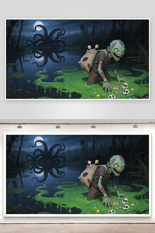 沼泽中的僵尸与触手怪-众图网