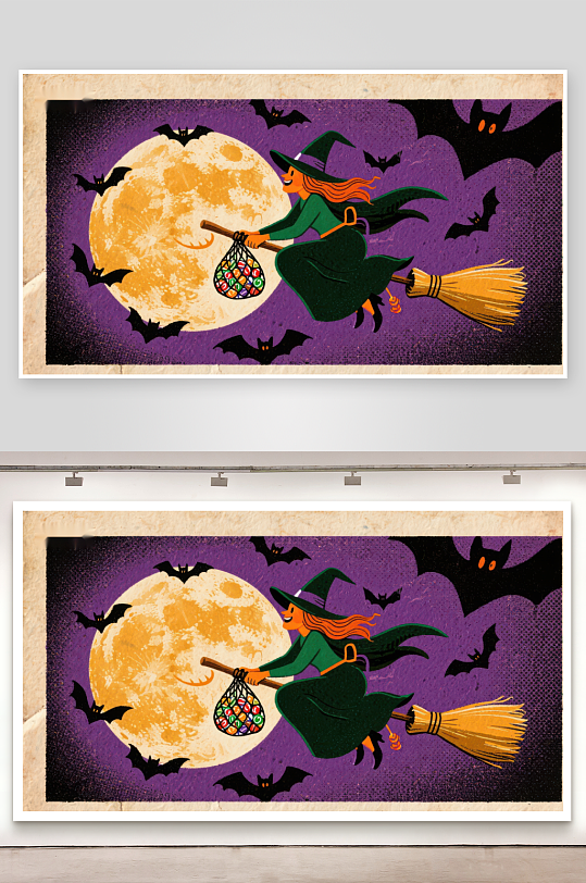 万圣夜巫女飞天满月-众图网