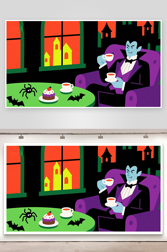 吸血鬼在城堡中享用下午茶-众图网