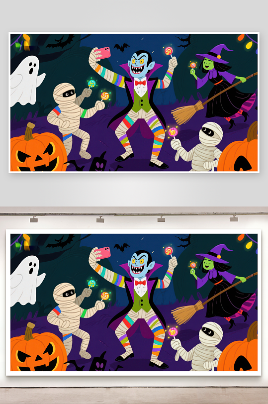 万圣节角色欢乐自拍-众图网