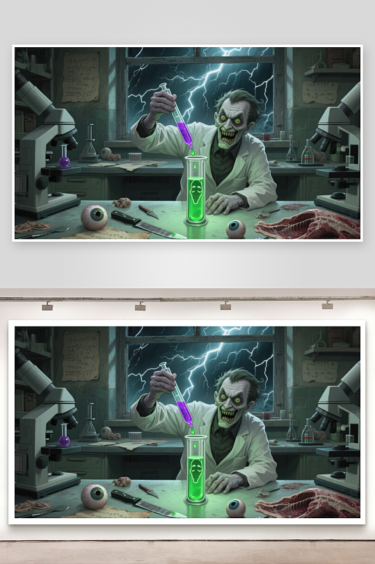 疯狂科学家在实验室进行化学实验-众图网