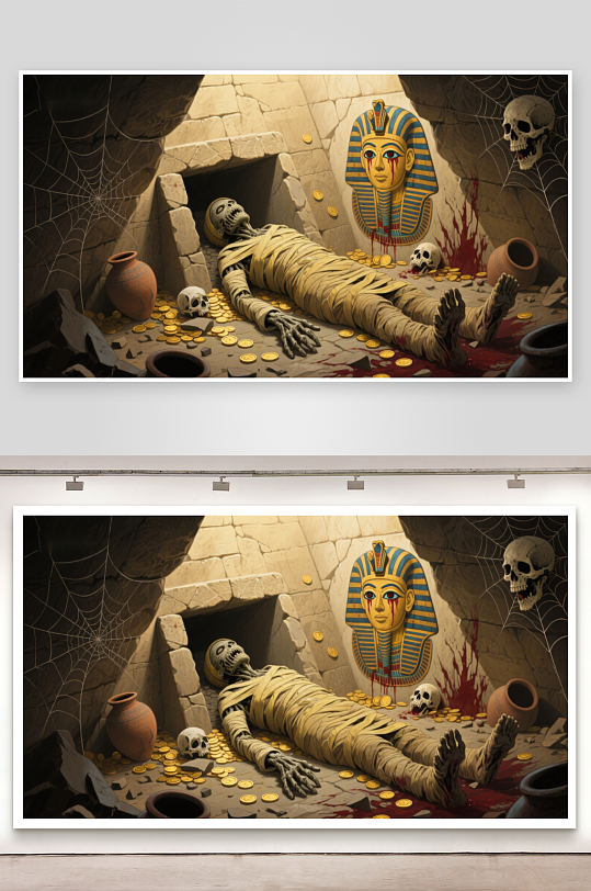 古墓中的木乃伊与黄金宝藏-众图网