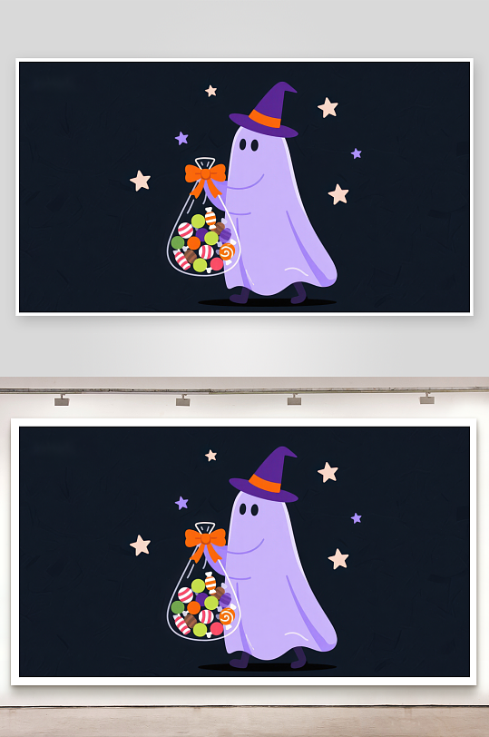 万圣节幽灵手持糖果袋-众图网