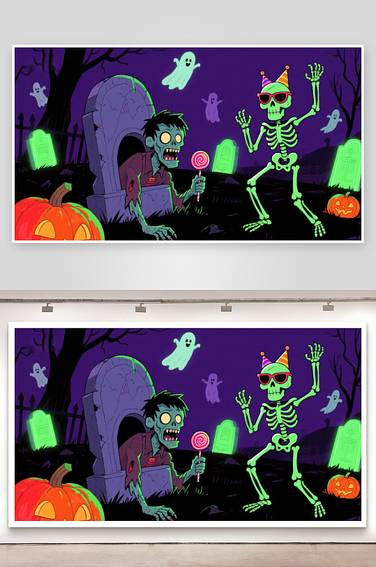 万圣节夜景僵尸与骷髅的狂欢-众图网