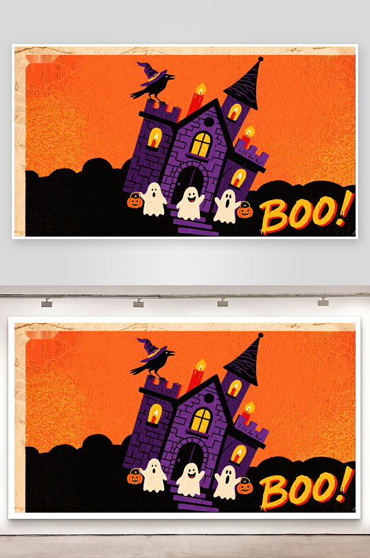 万圣节城堡与幽灵-众图网