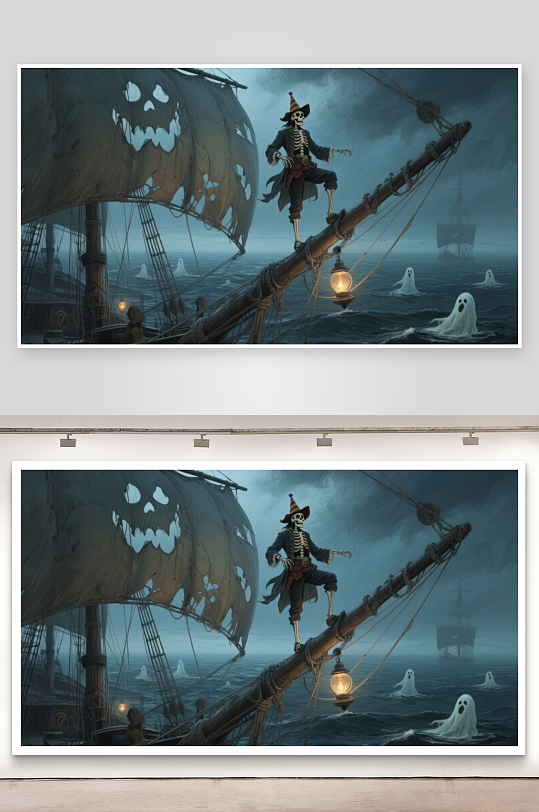 幽灵海盗船上的骷髅舵手-众图网