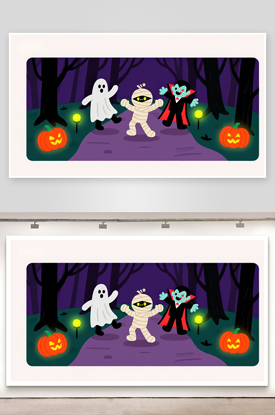 万圣节夜晚的欢乐游行-众图网