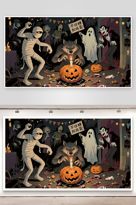 万圣节派对妖怪们欢聚一堂-众图网