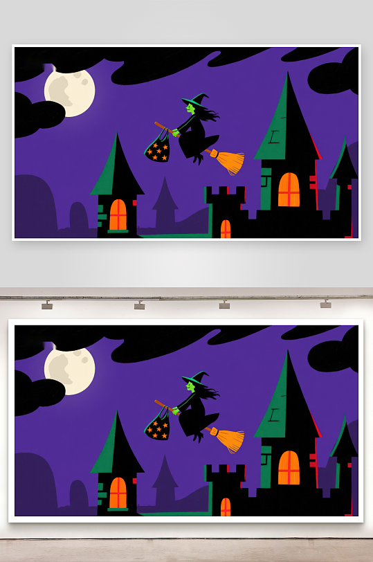 万圣夜巫女飞越城堡-众图网