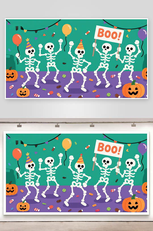 骷髅舞会万圣节欢乐派对-众图网