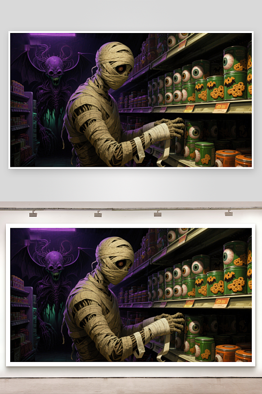 木乃伊在超市挑选零食-众图网