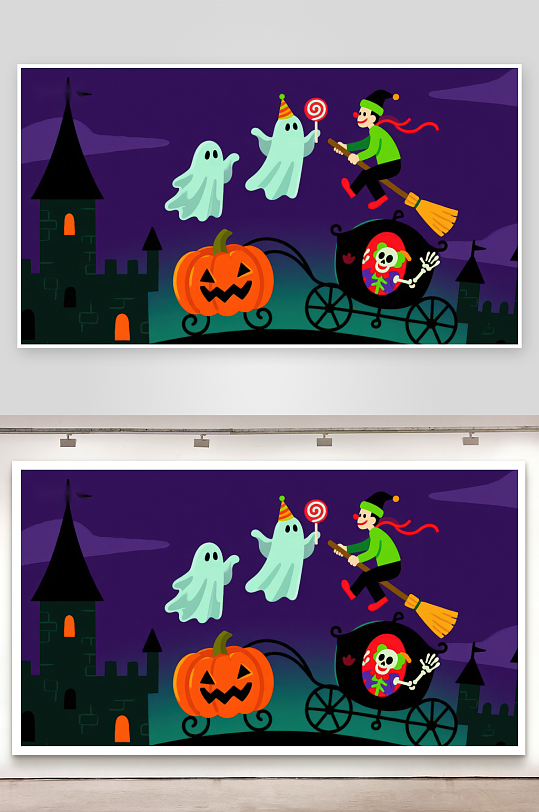 万圣节夜景巫师与幽灵的欢乐巡游-众图网