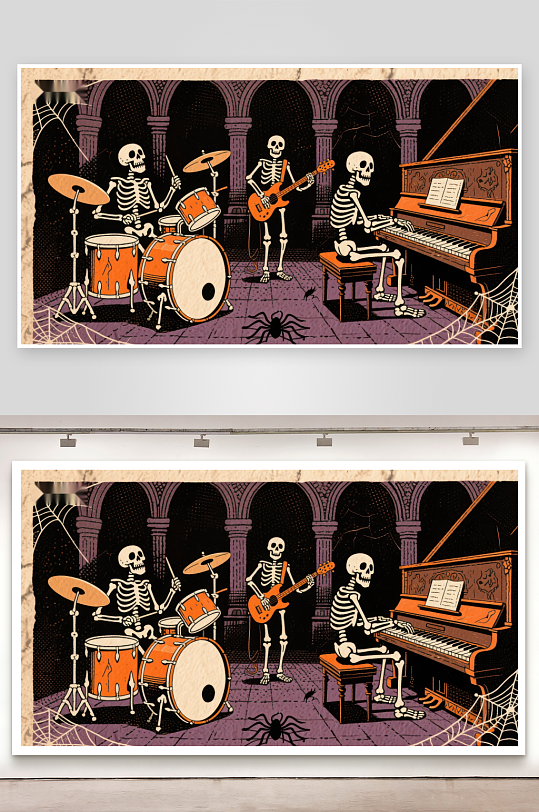 骷髅乐队演奏音乐-众图网