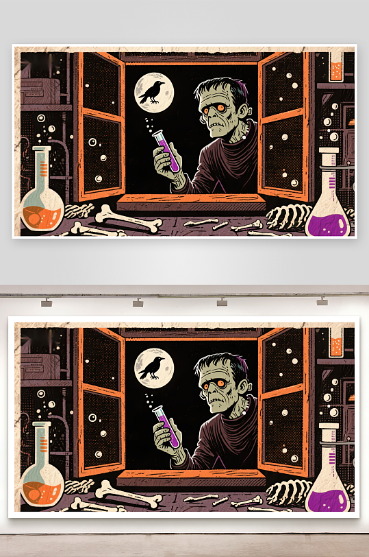 实验室中的神秘生物观察夜空-众图网