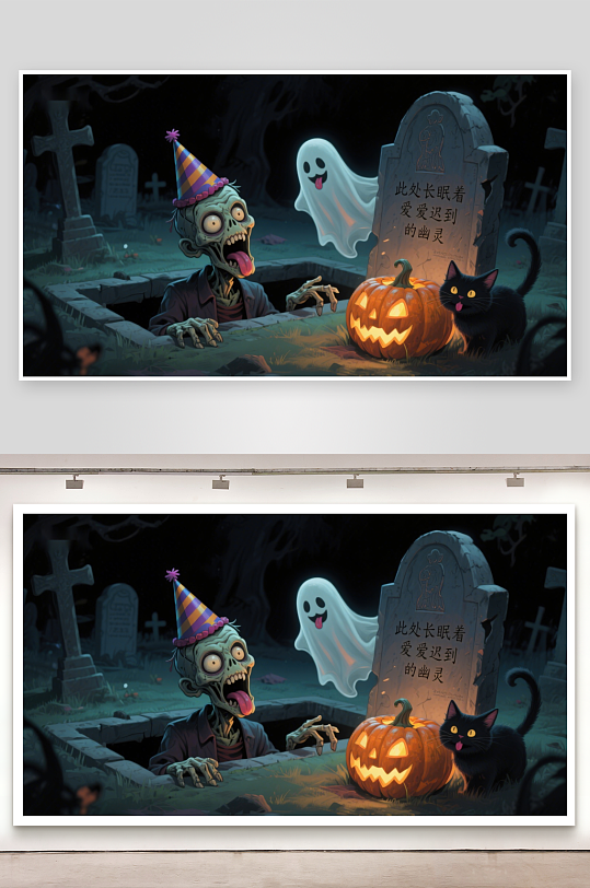 墓地里的万圣节派对-众图网