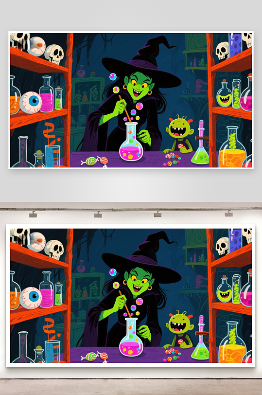 女巫实验室魔法泡泡与小怪物-众图网