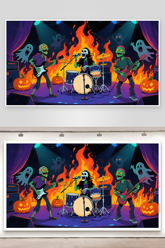 万圣节僵尸乐队现场表演-众图网