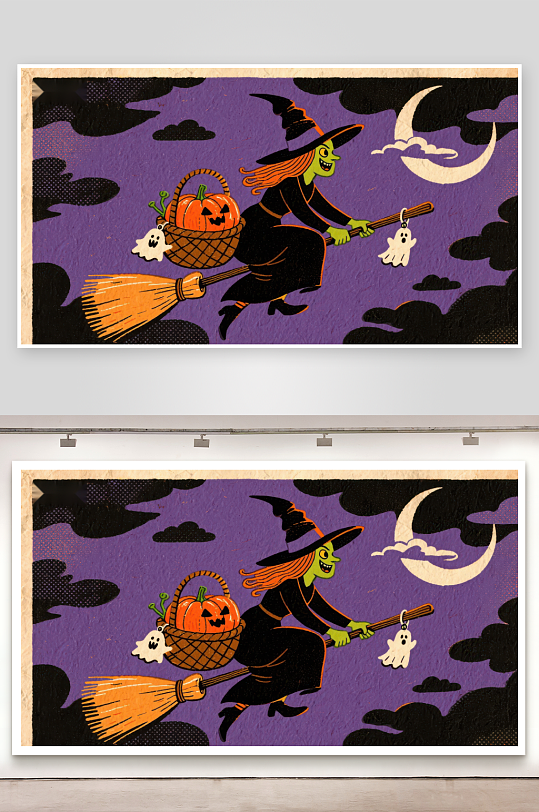 万圣夜巫女飞行图-众图网