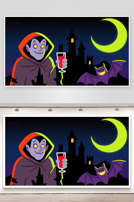 夜空下的吸血鬼与蝙蝠-众图网