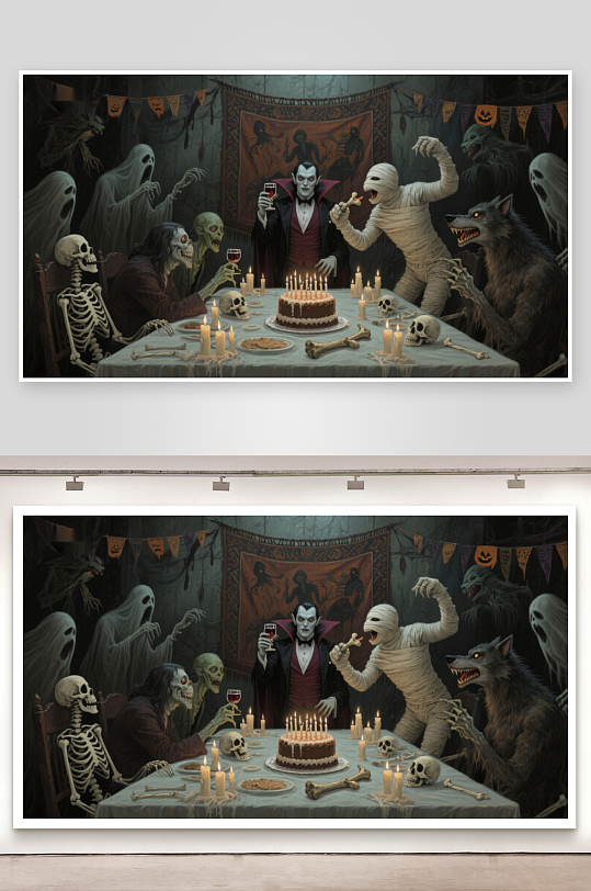 万圣节怪物共庆生日宴-众图网