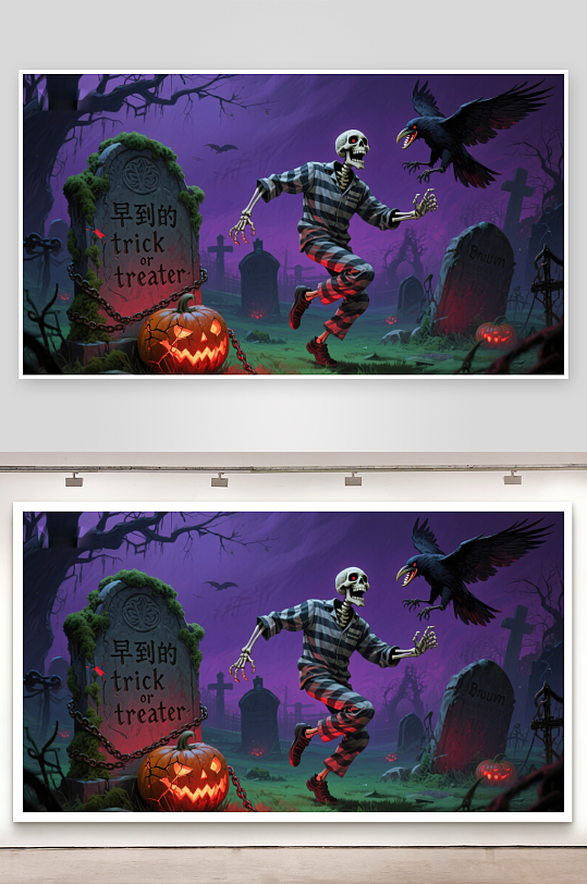 万圣节骷髅墓地狂欢-众图网