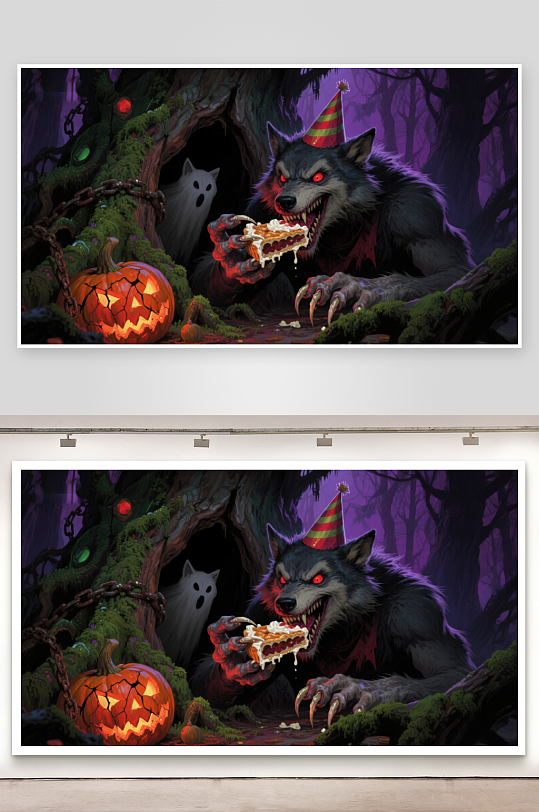 狼人派对森林中的万圣节狂欢-众图网