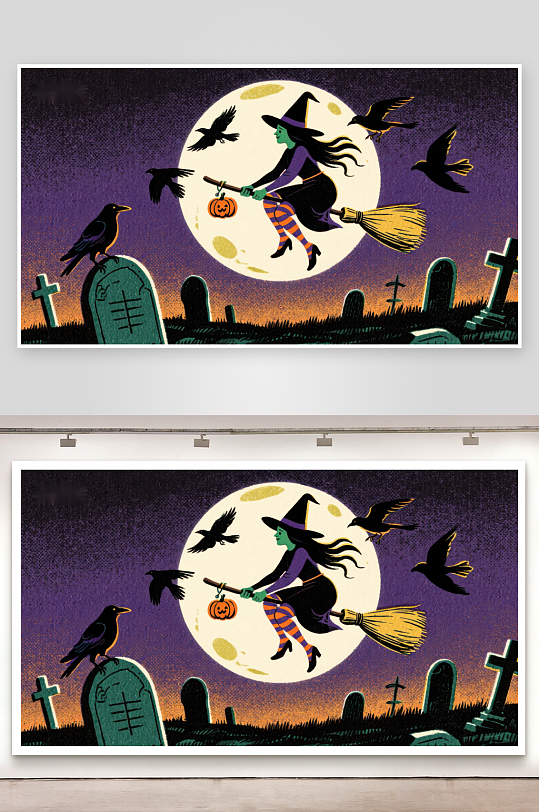 月夜墓地巫女飞行-众图网