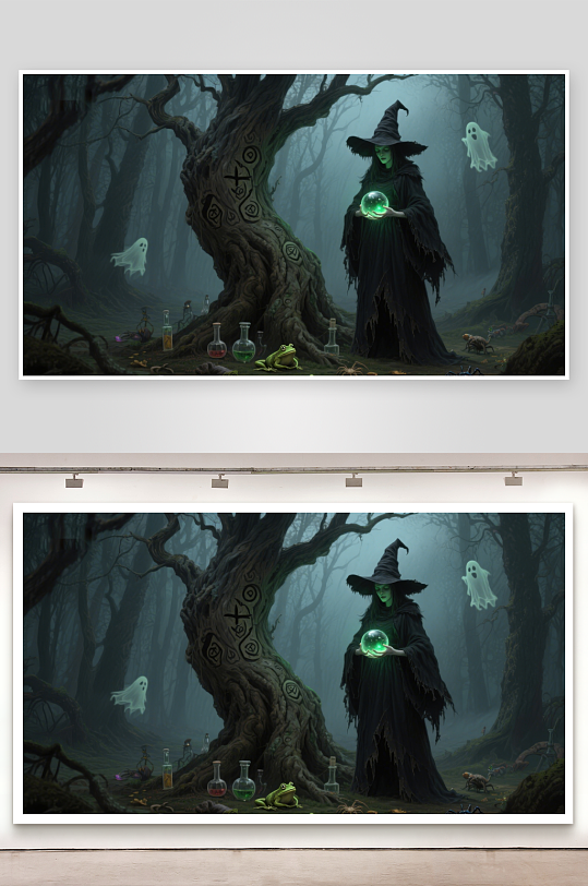 幽暗森林中的女巫与魔法-众图网
