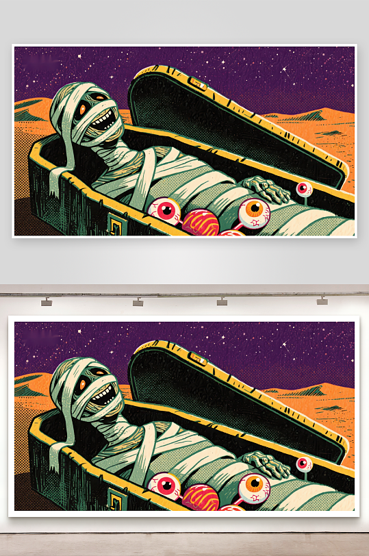 木乃伊在棺材中微笑-众图网