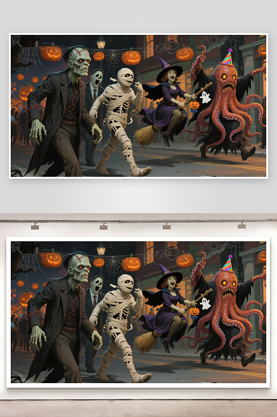 万圣节怪物街头狂欢-众图网