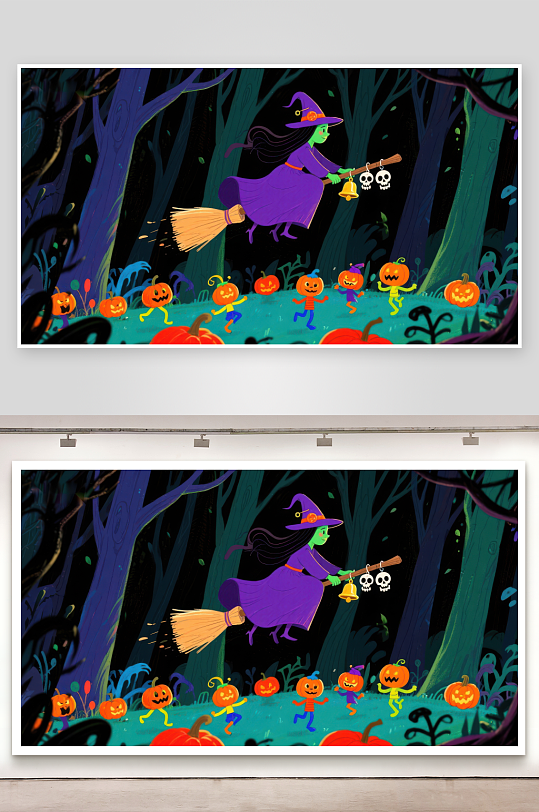 巫女夜行南瓜灯伴舞-众图网