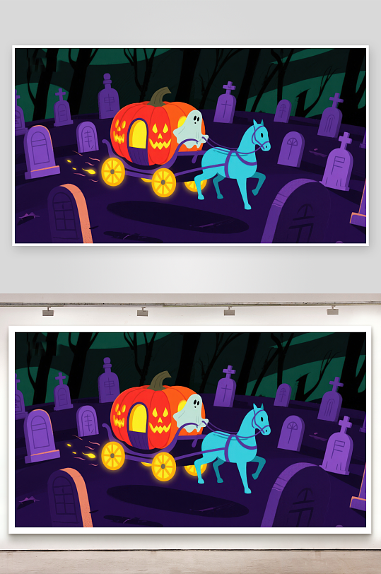 南瓜马车夜行墓地-众图网