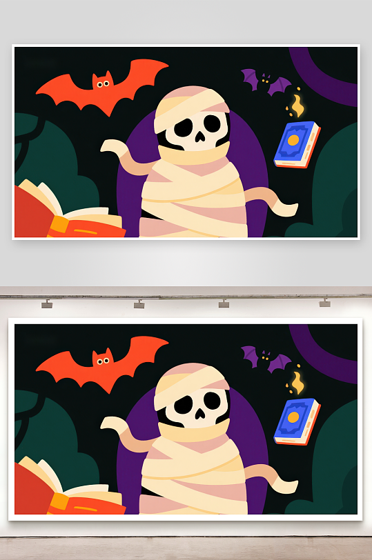 万圣节木乃伊阅读魔法书-众图网