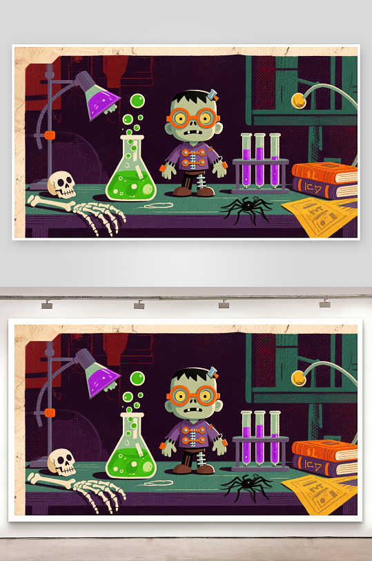 小科学家在实验室进行化学实验-众图网