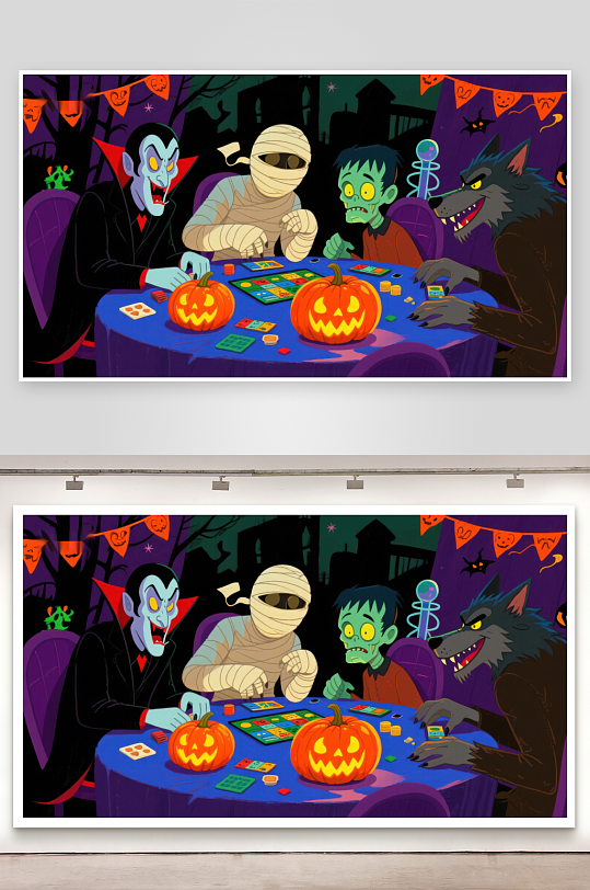 万圣节怪物桌游夜-众图网