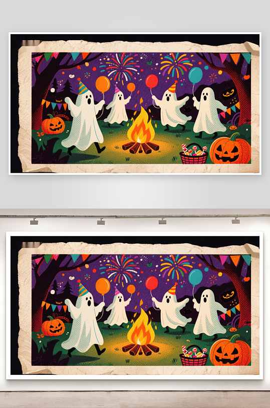 万圣节幽灵篝火晚会-众图网