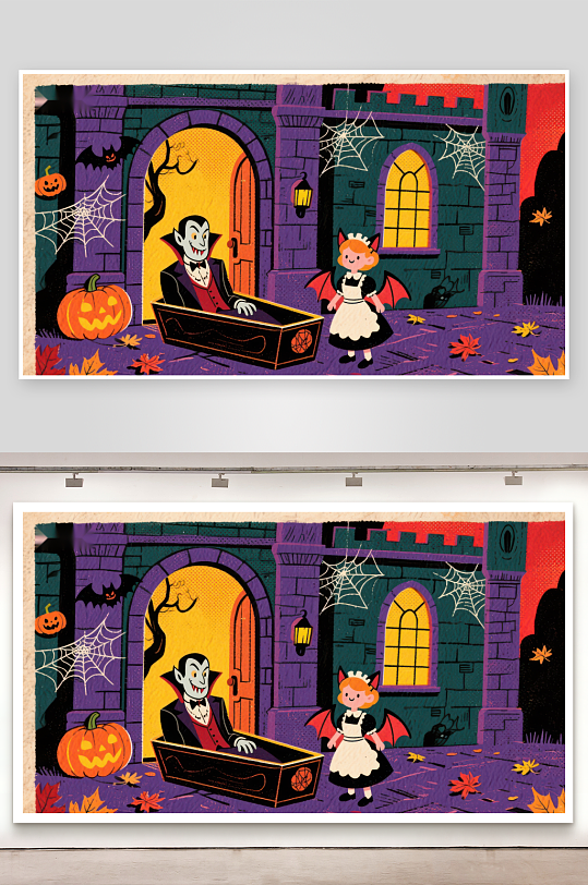 万圣夜城堡吸血鬼与小恶魔的邂逅-众图网