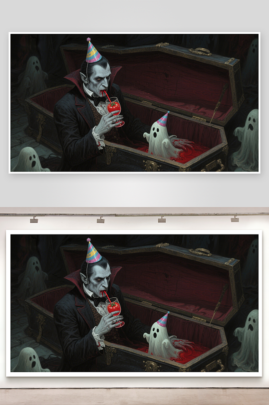 吸血鬼在棺材中庆祝生日-众图网