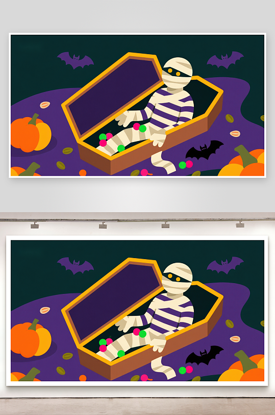 万圣节木乃伊糖果盒-众图网
